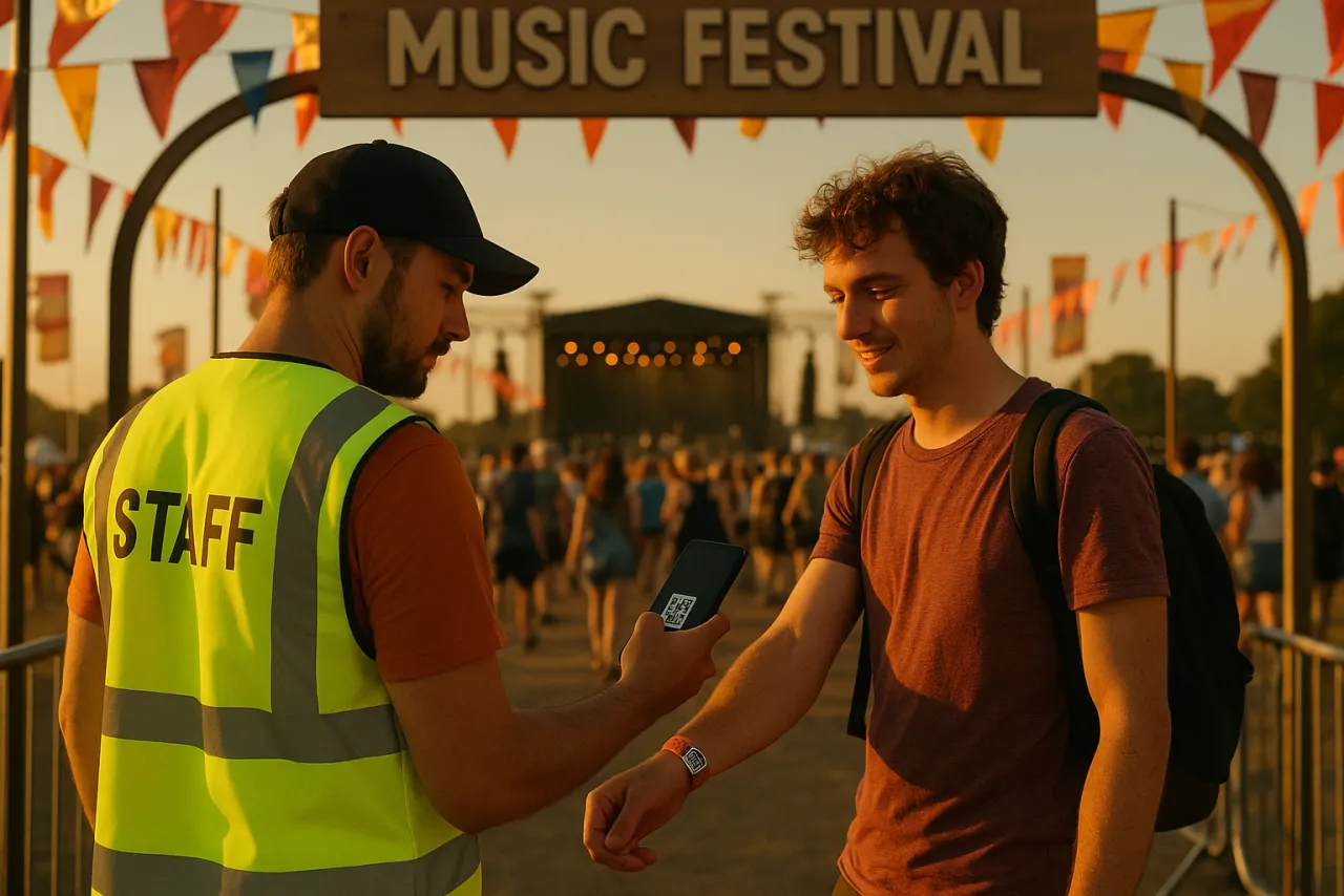 Festival gate check-in station